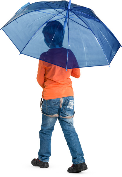 Walking boy with umbrella image