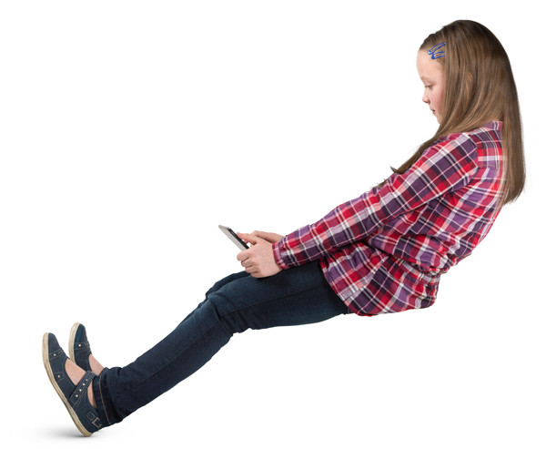 Sitting girl with tablet image