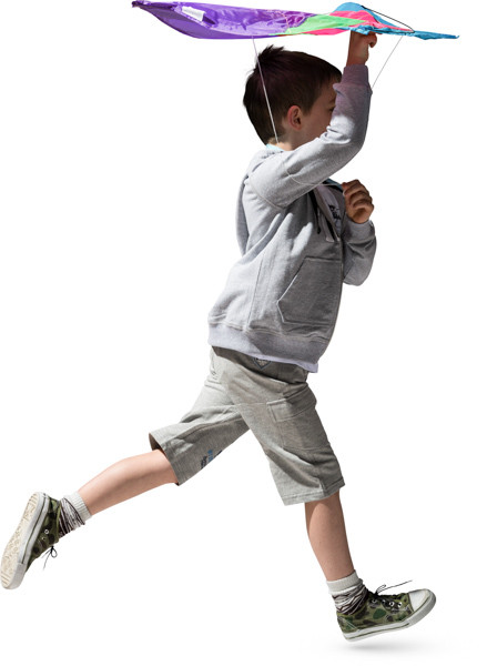 Boy running with kite image