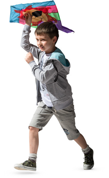 Boy running with kite image