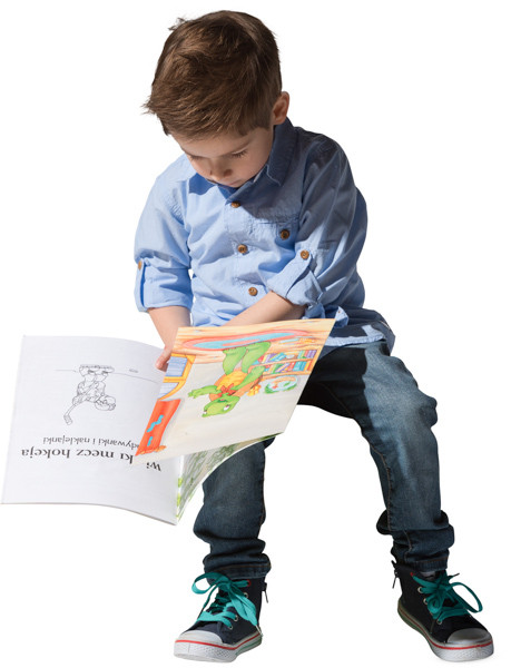 Sitting boy with a book image