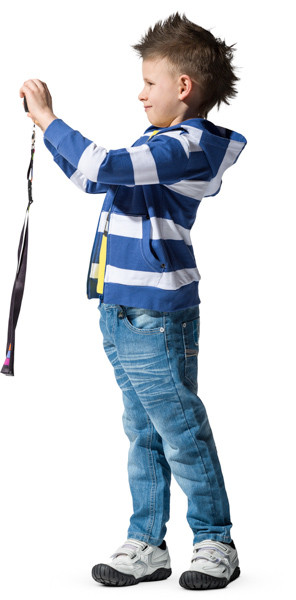 Standing boy taking picture image