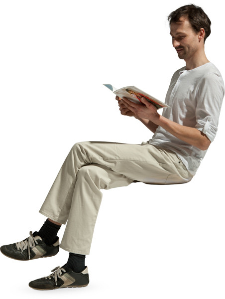 Sitting Man With Magazine