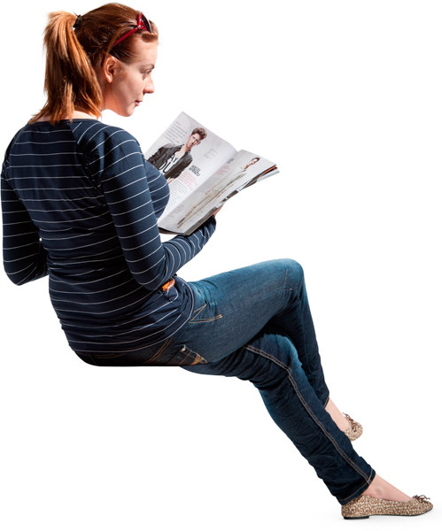 Sitting woman with magazine image