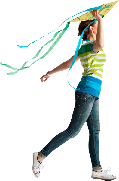 Woman running with kite image