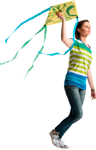 Woman running with kite image