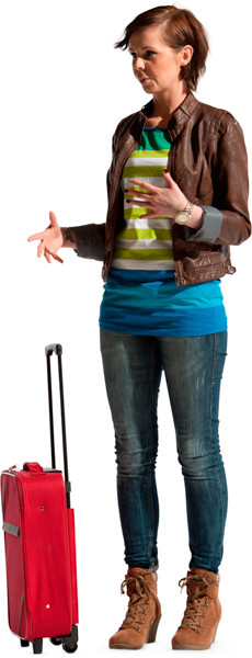 Standing woman with suitcase image