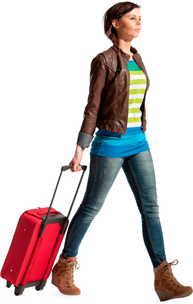 Walking woman with suitcase image