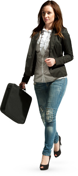 Walking woman with briefcase image
