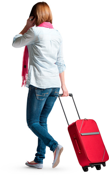 Walking woman with suitcase image