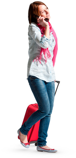 Walking woman with suitcase image