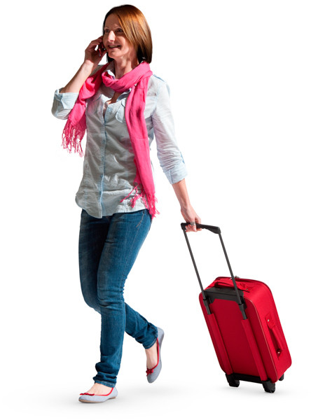 Walking woman with suitcase image