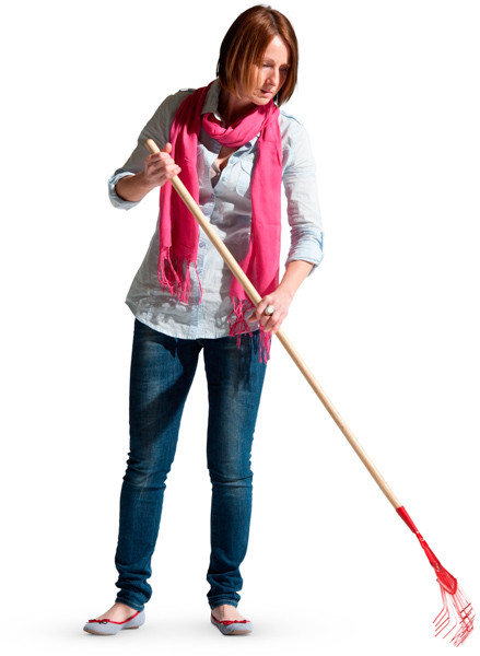 Woman raking leaves image