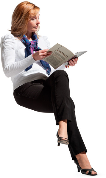 Sitting woman with book image