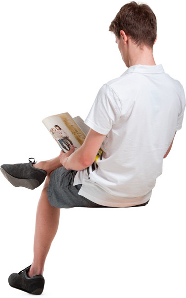 Sitting man with magazine image