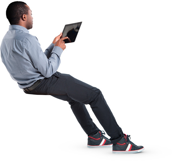 Sitting man with tablet image