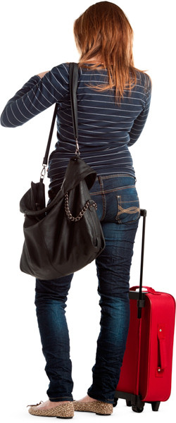 Standing woman with suitcase image