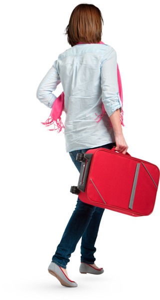 Running woman with suitcase image