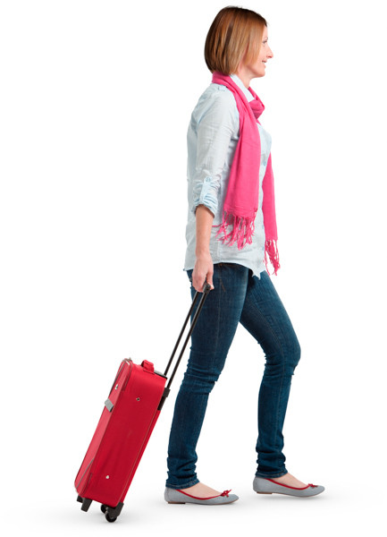 Walking woman with suitcase image