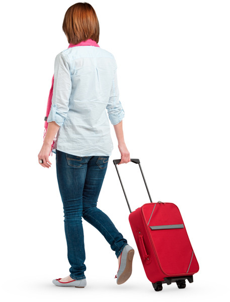 Walking woman with suitcase image