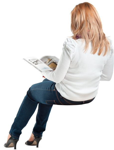 Sitting woman with book image