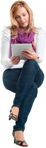 Sitting woman with tablet image