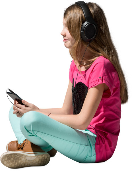 Sitting girl with tablet image