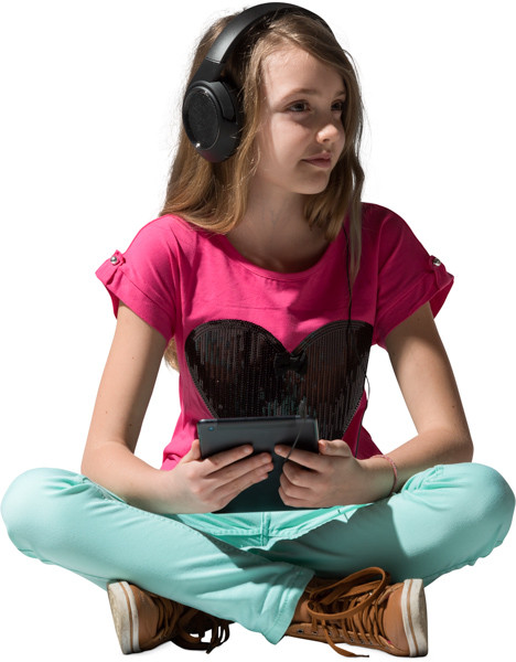 Sitting girl with tablet image