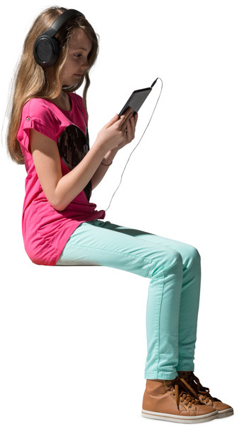 Sitting girl with tablet image