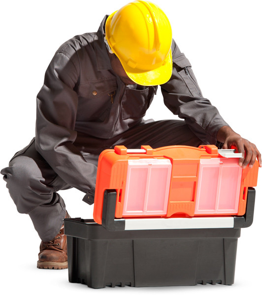 Worker with toolbox image