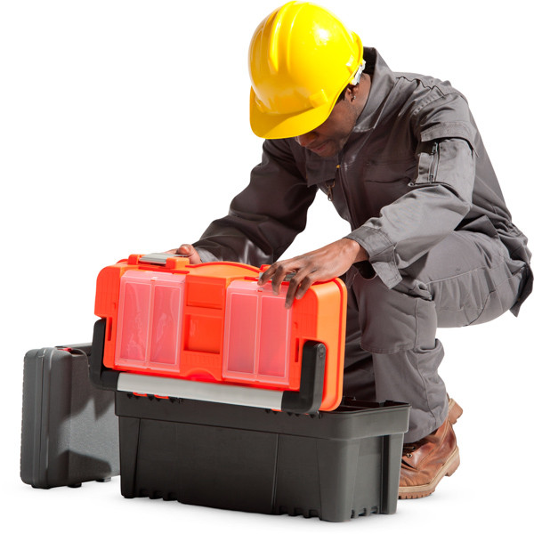 Worker with toolbox image