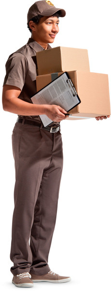 Standing courier with parcel image