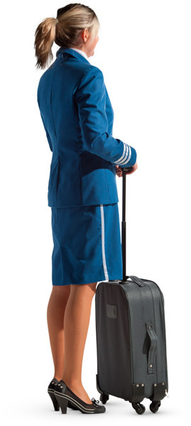 Standing stewardess with suitcase image