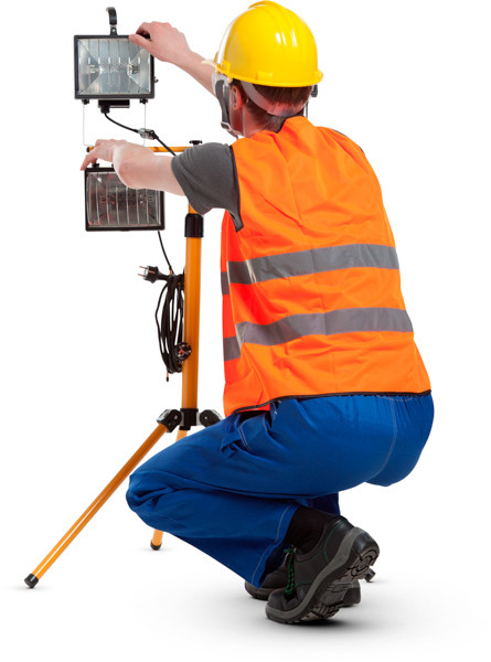 Worker with light stand image