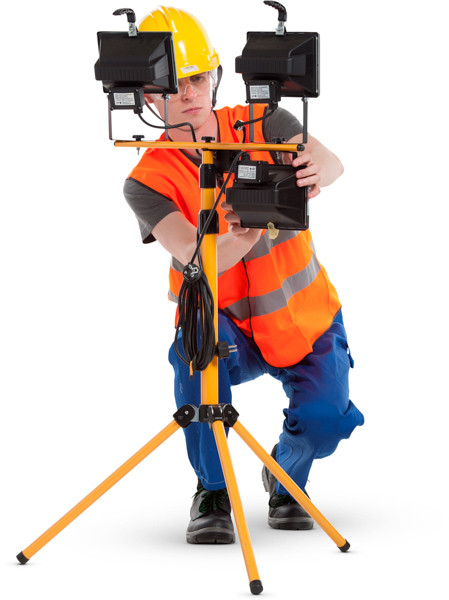 Worker with light stand image