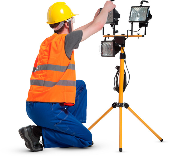 Worker with light stand image