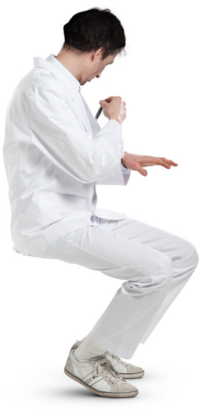 Sitting doctor writing with pen image