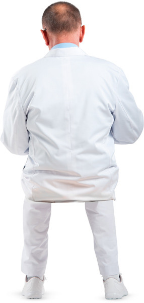Sitting doctor typing on keyboard image