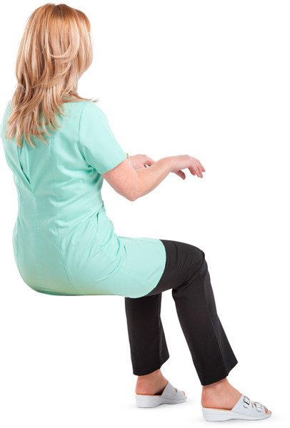 Sitting doctor typing on keyboard image