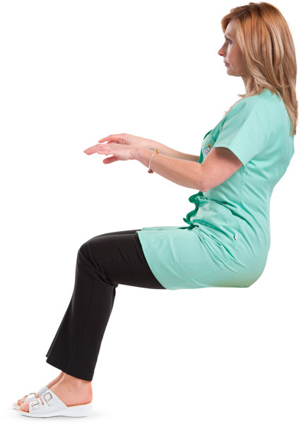 Sitting doctor typing on keyboard image