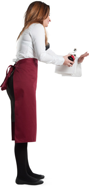 Waitress serving bottle of wine image