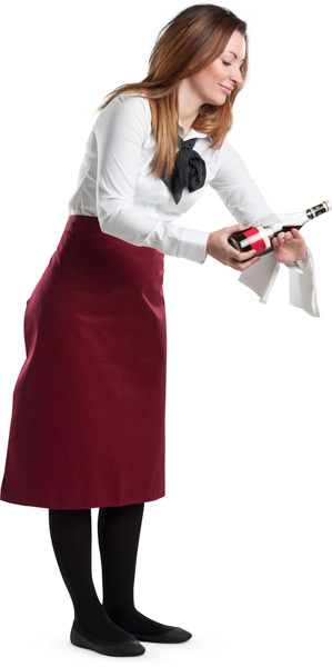 Waitress serving bottle of wine image