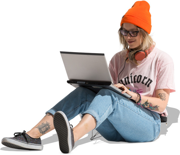 Girl with pc image