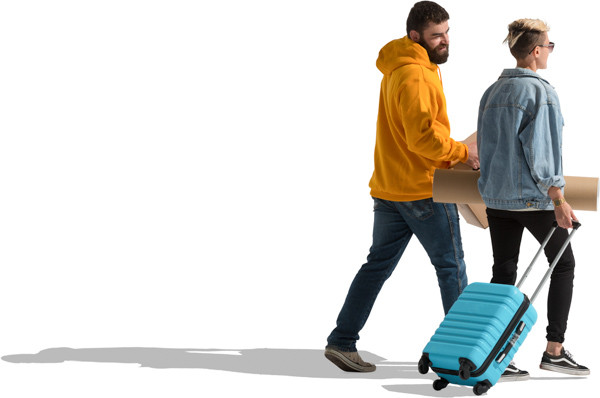 Walking couple with case image