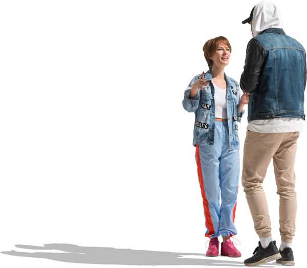Talking couple in jackets image