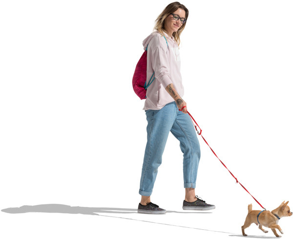 Girl walking with dog image