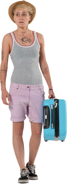 Girl walking with suitcase image