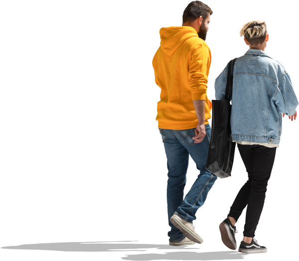 Walking couple in the sun image