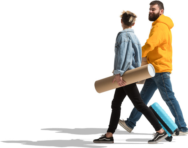 Walking couple with case image