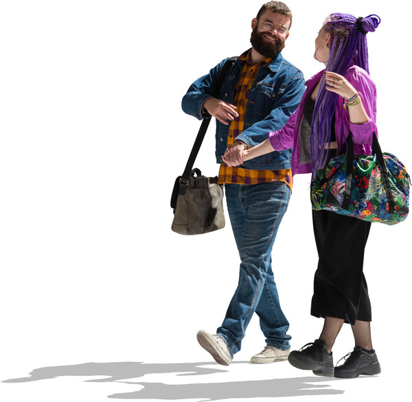 Friends walking with bags image